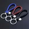 Keychains Lanyards Handwoven Braided Leather Keyring For Women Men Simple Universal Car Key Chain Accessories Couple Wrist Rope Keychain Gift 230831