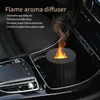 Humidificateurs Diffuseur Diffuseur d'huile essentielle à ultrasons avec veilleuse LED Purificateur d'air de voiture domestique Nouveau USB Humidificateur d'air à flamme Aroma Q230901