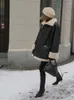 Femmes en cuir mode lâche fourrure plume manteau femmes hiver col montant à manches longues femmes manteaux 2023 dames vestes chaud Streetwear