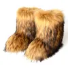Boots vinter fuzzy kvinnor pälsskor fluffig päls snö plysch foder slipon gummi platt utomhus bowtie varma damer skor 230831