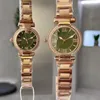 ダイヤルラックスとムーブメントの女性ストラップクォーツ時計de Montre 36mm SapphiredEsign 29mmスチールステンレスリストウォッチグリーンディアhkao