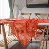 Jupe de table rétro américain au Crochet, couverture de café creuse, nappe Orange, Mesa de salle à manger, tissu de grande taille, décoration de maison de Festival