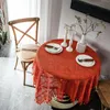 Table Skirt Retro American Crochet Hollow Coffee Cover Runner Orange Tablecloth Dining Mesa Large Size Cloth Festival Home Decor