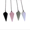 Charms 1PC Healing Crystal Pendulum For Divination Dowsing Pink Quartz Pendulums Natural Gem Stone Reiki Pendant F1710