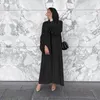 Vêtements ethniques 2023 Mode Ouvert Abaya Kimono Femmes Plain Cardigan Cordon Manches Bouton Avant Robe Musulmane Dubaï Turquie Vêtements Automne