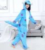home clothing Young Women's Winter Warm Pajamas Blue Patterned Animal Hooded Jumpsuit With A Medium Length Tail Polyester Material Comfortable x0902
