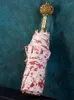 Ombrelli Ombrello pieghevole portatile da donna Lusso doppio strato Soleggiato Pioggia Ragazze Ombrellone carino 8K antivento UV