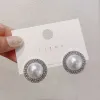 Stud Pearl Earrings 925 Sterling Silverörhängen Luxur Crystal Pearl Jewelry Woman Wedding Present