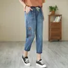 Kvinnors jeans capris 2023 sommar kvinnor vintage broderi y2k streetwear baggy koreanska fashio casual denim byxor
