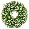 Decorative Flowers Spring Wreath For Front Door Easter Summer Small Colorful Green Flower Frame Garland Welcome Decor Battery Operated