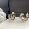PlATE 925 Srebrna luksusowa marka projektantów litery Stud Geometryczne słynne kobiety okrągłe kryształowy krysztonowy kolczyk wesel
