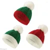 Bérets Chapeau de Noël d'hiver Fourrure Pom Poms Casquettes épaisses pour enfants Bonnets en coton tricoté Père Noël Casquette chaude Cadeaux de Noël Festival