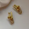 Boucles d'oreilles en forme de U pour femmes, bijoux en forme de U, plaqué or et argent, cadeau
