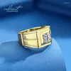 Cluster Rings Inbeaut 14K Yellow Gold Plated 1 Ct Excellent Cut Pass Diamond Test D Color Moissanite Wedding Ring Men Women Gift Fine