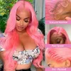 Różowe ludzkie włosy 13x4 HD Frontal Peruka Brazylijska 613 Kolorowa fala ciała syntetyczne koronkowe peruki dla kobiet cosplay