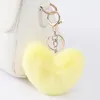 Keychains Lanyards Creative Cute Plush Peach Heart Keychain Car Bag Pendant Tassel Key Chain Trinket Gift for Children Girl Keyring Accessories 230831