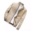 Chaquetas para hombres 2023 Chaqueta casual juvenil de algodón puro Color sólido Cremallera suelta Ajuste masculino Manga larga Soporte Cuello Traje Ropa