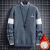 Men's Sweaters Winter Men Half High Collar Knitted Sweater Casual Bottoming Mink Velvet Thicken Jacquard Male Pullovers