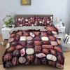 Bedding sets Macaron Chocolate Bedding Set Colorful Duvet Cover 3D Print Comforter Cover Dessert Food Girls Bed 2/3pcs R230901