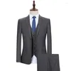 Men's Suits Dark Gray Business Men Slim Fit 3 Piece Classic Wedding Groom Tuxedo Male Fashion Clothes Set Jacket With Pant Vest