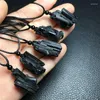 Charms Natural Black Tourmaline Pendant Crystal Carving Polishing Mature Charm Jewelry Birthday Present 1PCS