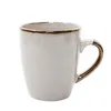 Mugs Bar Restaurant Cafe Heated Ceramic Coffee With Handle Mug Gold Rim