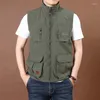 Gilets pour hommes gilet sans manches travail veste sans manches manteau été gilet motocycliste chasse vêtements homme costume