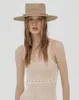Breda breim hattar hink ankomst raffia stråhatt för kvinnor med brev och kedja floppy sun hatt sommar lady beach cap 230831