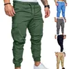 Męskie spodnie 2021 NOWOŚĆ Casual Men Joggers Pants Bawełniany lniany ładunek stały kolor elastyczne spusty spodnie wojskowe Ma ggings s241w