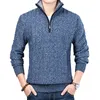 Camisolas masculinas camisola de inverno casual pulôver homem quente homem magro gola de malha pullovers masculino casacos meio zip 230831