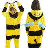 Hemkläder vuxna anime kigurumi onesies cosplay bi dräkt för kvinnor djur honungbi opieces sömnkläder tecknad fleece jumpsuits pajamas x0902