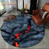 3D-Vulkan-Lava-Magma-Teppich, runder Teppich für Wohnzimmer, Schlafzimmer, Fußpolster, Haustiermatte, Dekoration, Kinderspiel, rutschfeste Bodenmatte 230901