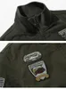 Jaquetas masculinas Bomber Stand Collar Moda Bordado Impressão Solta Zipper Jaqueta Masculino Exército Militar Verde Outono Inverno Casaco Sólido 230831