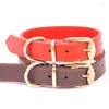 Dog Collars 2023 Genuine Leather Pet Collar Neck Buckle Large Dogs For 15-25 Harness Leash Tag ZL106