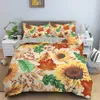 Bedding sets Floral Leaves Print Bedding Set Soft Breathable Duvet Cover With Zipper Closure Multiple Sizes Quilt Cover Home Textiles R230901