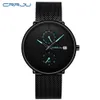 2022New Crrju Fashion Mens Watches Top Brand Luxury Quartz Watch Menカジュアルスリムメッシュスチール製防水スポーツウォッチRelogio Masculi224r