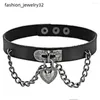 Choker mode hjärtkedjor halsband kvinnor smycken punk dangle hänge läder hals krage anime hip hop grossist