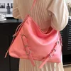 Borse da sera Borsa a tracolla spaziosa rosa femminile Borsa da pendolare da donna originale in pelle cerata a olio alla moda Sweethearts Hobos Crossbody Borsa da pendolare originale da donna