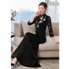 Casual Dresses Chinese Traditional Gown Woman Elegant Qipao Black Vintage Floral Embroidery Banket Evening Clows Maxi Long Cheongsam