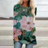 Весна/летняя повседневная женщина красивая плюс размером с 3D-печать с длинным рукавом с длинной футболкой женская мода гавайская короткая юбка цветов Hkd2309011