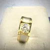 Cluster Ringen Inbeaut Collectie 18K Geel Vergulde 2 Ct Uitstekende Cut Pass Diamond Test D Kleur Moissanite Ring Voor mannen Fijne Sieraden