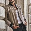 Men's Jackets Fall Suede Leather Jacket Men Stand Collar Zipper Slim Fit Pu Fashion Causal Mens Moto Biker Motorcycle Outerwear