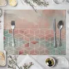 Placemats ZHENHE Kleurrijke geometrische esthetische patronen Placemat Katoen Linnen Stof Familie Diner Servies Keukenmat