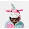 المنزل ملابس Kigurumi يونيكورن بيجاماس للأطفال ملابس نوم نوم أوكى حيوان الثعلب الثعلب دب زي أسود سحاب الفانيلا الشتاء دافئ بيجاما X0902