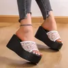 Slipare kvinnors högklackade 2023 sommar sexiga lyxiga söta bågplattform skor damer mode kilar sandaler zapatos de mujer