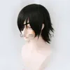 Cosplay pelucas Himeno Cosplay Wig Qainsaw Man Negro Patándo de cabello sintético resistente al calor de capas cortas Cospla Patch de ojo Wigcap Patch x0901