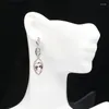 Orecchini a bottone Vero argento sterling massiccio 925 38x10mm Stupenda rosa Kunzite Iolite bianca CZ