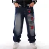 Mens Jeans Plus Size Cintura 3046 Polegada Padrão Impresso Solto Hip Hop Homens Europeu Estilo Americano Marca Hiphop Tendência Denim Calças 230831