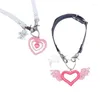 Pendentif Colliers M2EA Love Cuirs Collier pour femmes Sweet Cool Tendance Collier Collier Punk Bijoux