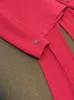 2023 Autumn Hot Pink Solid Color Two Piece Pants Sets Long Sleeve Notched-Lapel Belted Blazers Top & Flare Trousers Pants Suits Set Two Piece Suits O3G302585